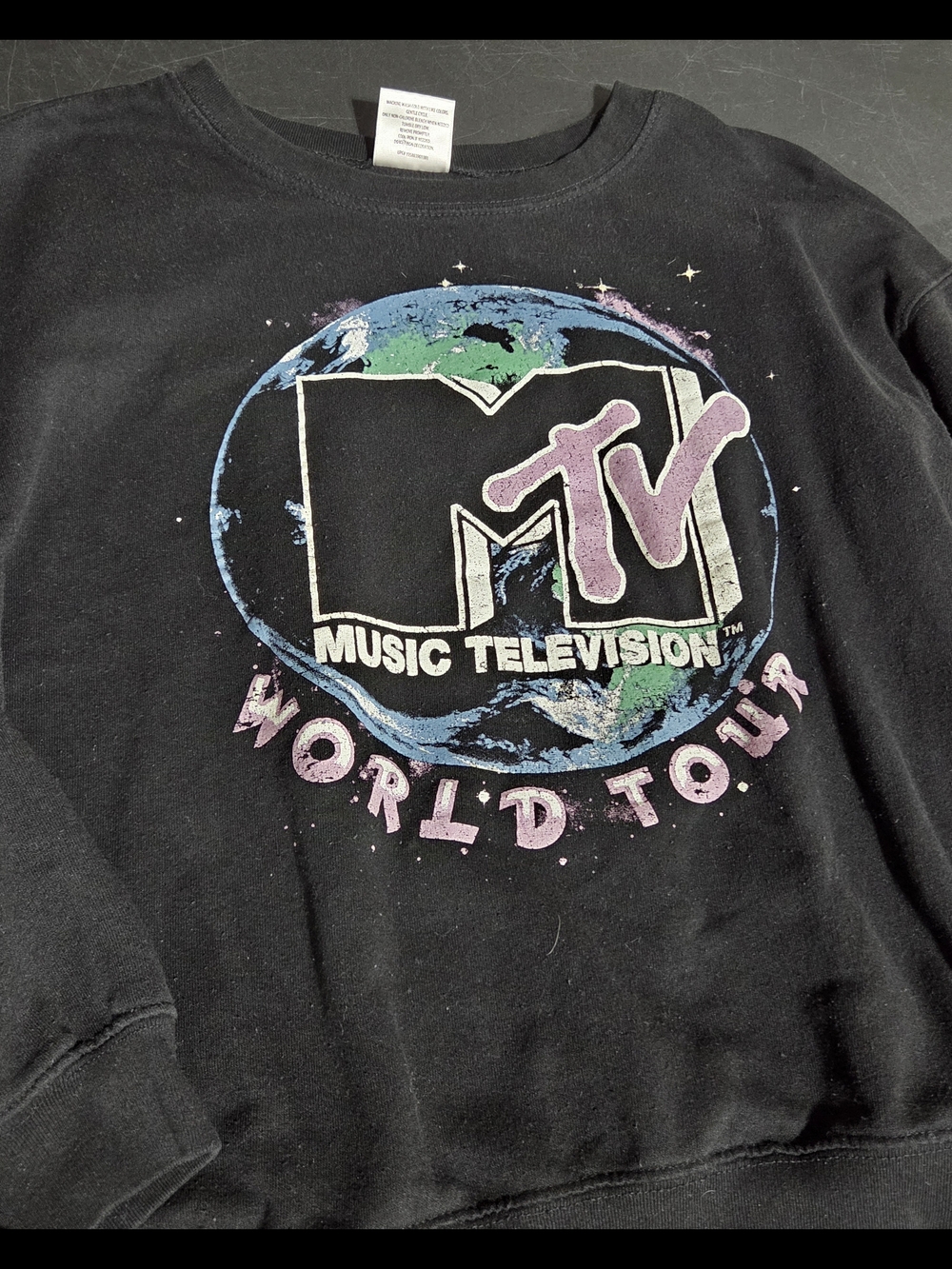 MTV Black Crewneck with Multicolor Graphic